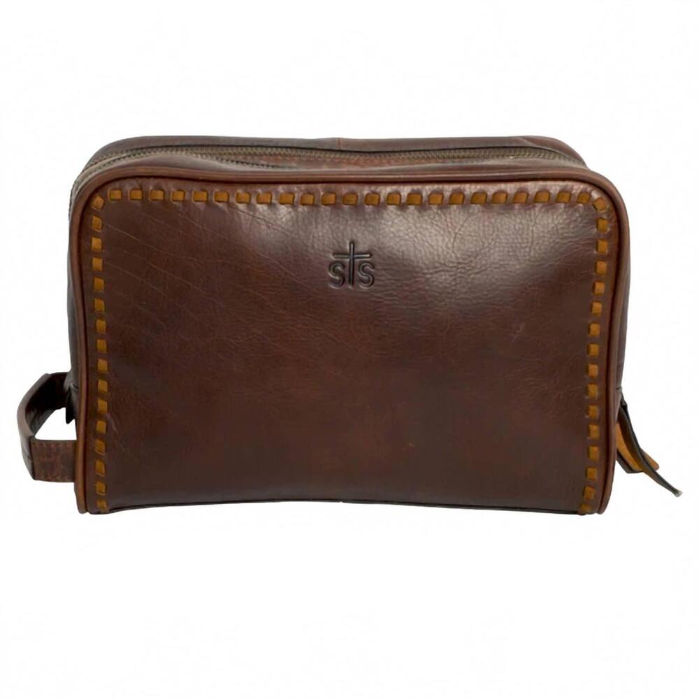 NEW STS RANCHWEAR unisex - croc double zip shave kit in brown